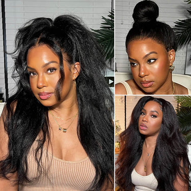 Yaki Straight All In One Half Wig Model With 3 Styles