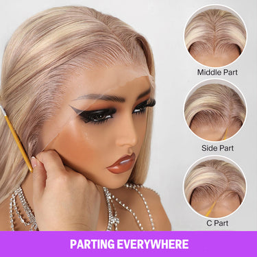 10-613 Blonde Highlight Lace Front Wig Part Everywhere