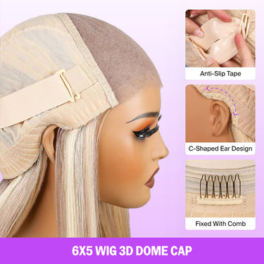 10613 Highlight 6x5 Bob Wig 3D Dome Cap