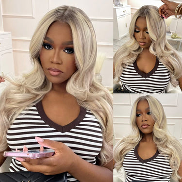 10/613 Blonde Highlight 13x6 Three Go Wig Customer Show