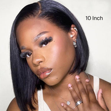 Megalook 13x5 Pre-All Glueless Straight Bob Invisible Knots Natural Black Beginner Friendly