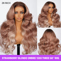 Strawberry Blonde Ombre 13x6 Glueless Wig 26Inch Model Show