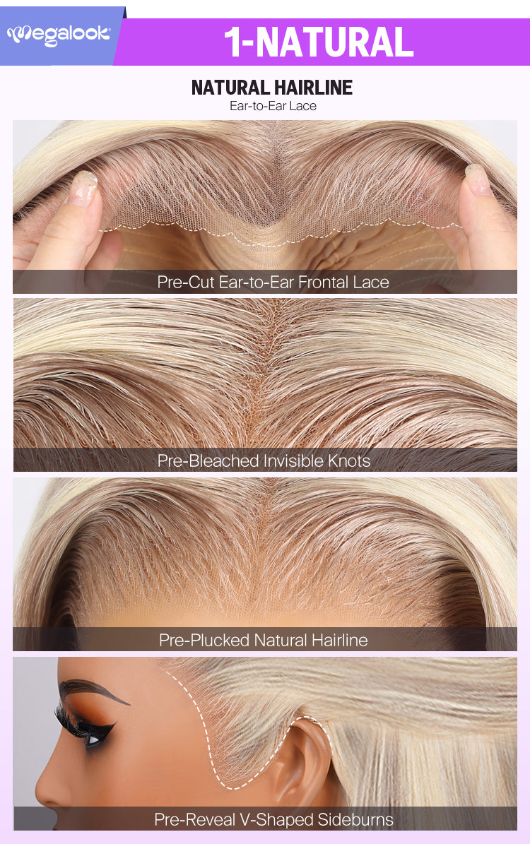 10/613 Blonde Highlight 13x6 Glueless Wig Natural Hairline