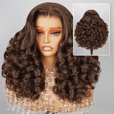 Dark  Brown Bouncy Funmi Curly Wig Real Show