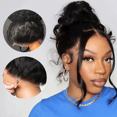 Megalook 360 Full Lace Glueless Body Wave Wigs Invisi Drawstring Natural Black Pull & Go