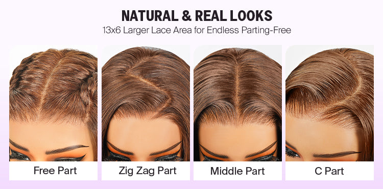 Strawberry Blonde Ombre 13x6 Glueless Wig Natural Looks Details