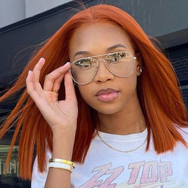 Megalook 6x5 Invisible Knots Glueless Ginger Brown Silky Straight Wigs Pre-cut Lace Beginner Friendly