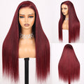Burgundy Straight Closure Wigs Real Show