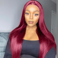 Burgundy Straight 6x5 Glueless Closure Wigs