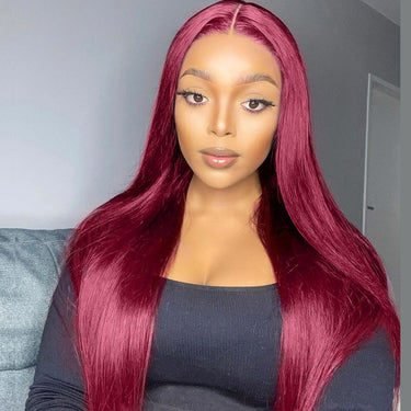Burgundy Straight 6x5 Glueless Closure Wigs