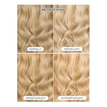Blonde Khaki Highlight Wig Under Different Lights
