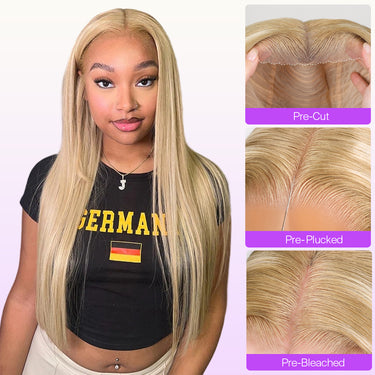 Blonde Khaki Highlight Pre Cut Lace Wig