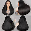 Black Double Drawn Straight Wig Real Show In Front Back And Sides