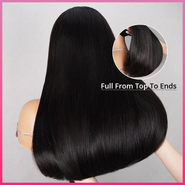 Black Double Drawn Straight Wig Full From Top To Ends