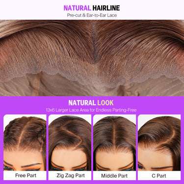 Blonde Ombre 13x6 Glueless Wig With Brown Roots Natural Look