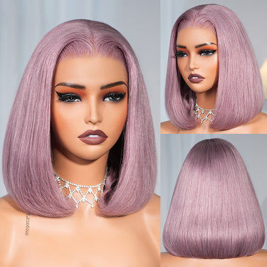 Ash Purple 13*5 Pre-Everything Bob Wig In Side And Back