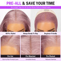 Ash Purple 13*5 Glueless Bob Wig Pre-Cut Pre-Bleached Pre-Plucked