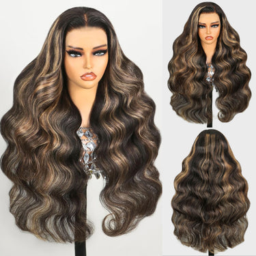 Balayage Highlight Body Wave 13x4 Lace Front Wig In Different Angles