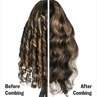 Balayage Highlight Body Wave Wig Before Combing VS After Combing