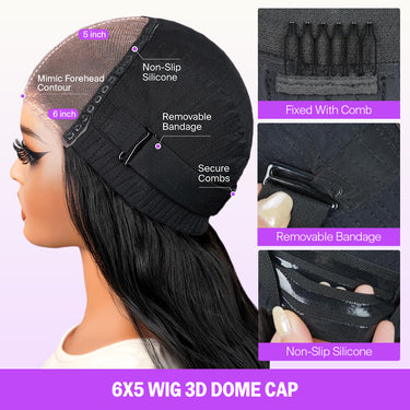 Black 6x5 Wig 3D Dome Cap
