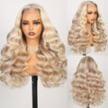 Blonde Highlight Body Wave Wig In Different Angles