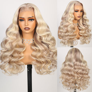 Blonde Highlight Body Wave Wig In Different Angles