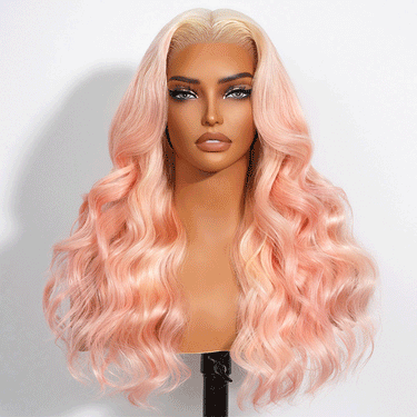 Blonde to Pink Ombre 13x6 Three Go Glueless Wig Different Angles