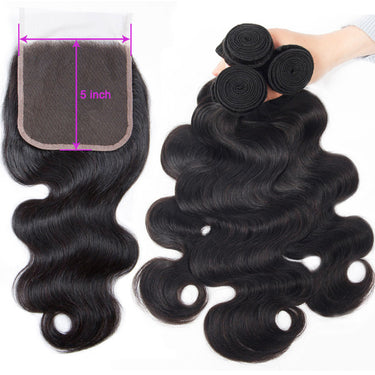 Body Wave 3 Bundles With 5x5 Lace Closure