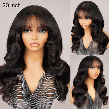 20inch Body Wave Closure Wig With Curtain Bangs Real Show