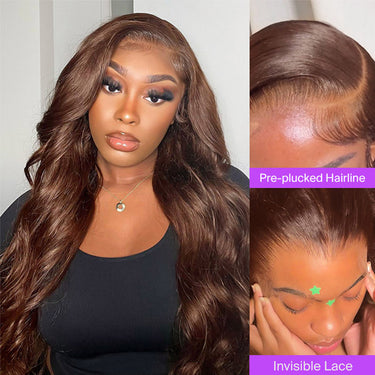 Dark Brown Body Wave Lace Front Wigs Details