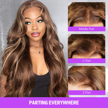 Brown Wig With Honey Blonde Highlights Can Be Part Everywhere
