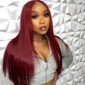 Burgundy Straight Closure Wigs