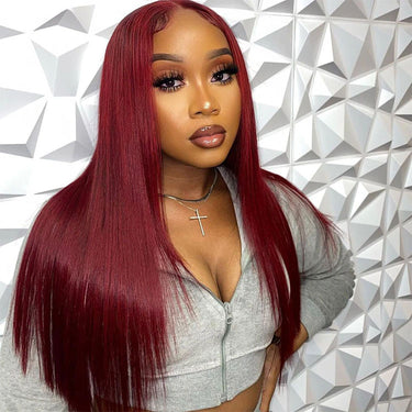 Burgundy Straight Closure Wigs