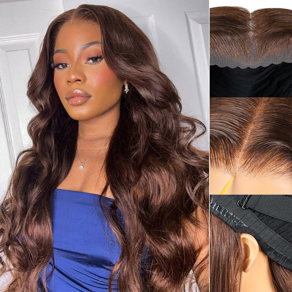 Dark Brown Body Wave Glueless Wig Details