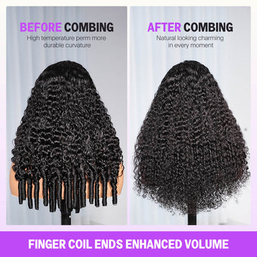 Curly 13x6 Three Go Wig With Finger Coil Ends Enhanced Volume
