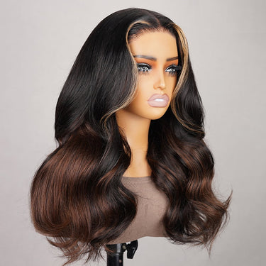 Megalook 6x5 Invisible Knots Glueless Black To Brown Ombre Loose Body Wave Wigs Realistic Hairline Beginner Friendly