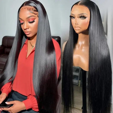 Megalook 6x5 Invisible Knots & 13x4 Lace Frontal Silky Straight Wigs Realistic Hairline Natural Black Beginner Friendly