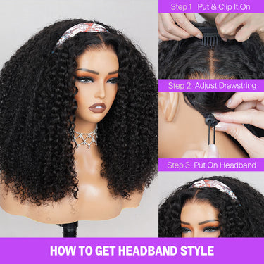 How To Get Kinky Curly Headband Wig Style