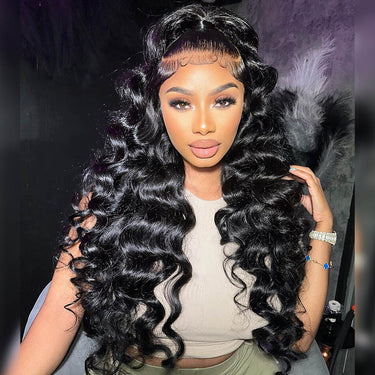Loose Wave 360 Wig Model With Half Up Half Down Styles