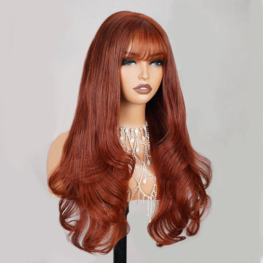 Megalook 5x5 Lace Closure Reddish Brown With Bang Loose Wave Wigs Realistic Hairline