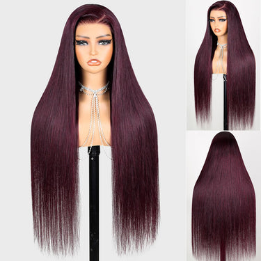 Plum Straight Long Lace Wig
