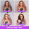 Strawbery Blonde Ombre Glueless Wig Under Different Lights