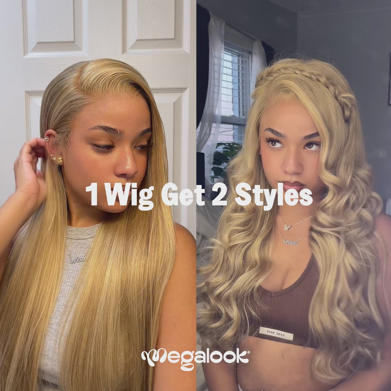 Blonde Khaki Highlight Wig 2 Styles Video