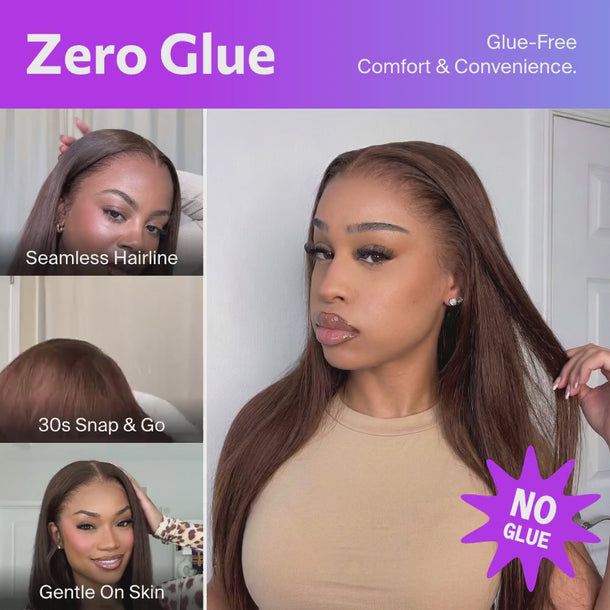 Dark Brown Zero Wear Truly Snap & Go HD Lace Wig Zero Glue Comfort & Convenience &autoplay