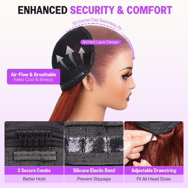 Reddish Brown 13X6 Glueless Wig Enhanced Security