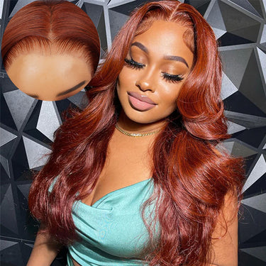 Reddish Brown Body Wave 13X6 Glueless Wig Model Show
