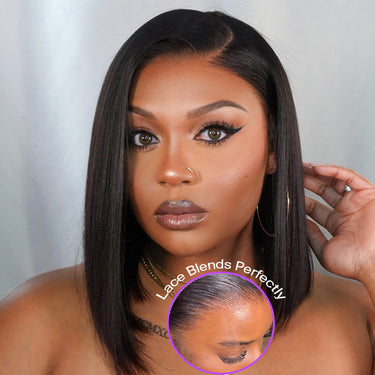 Straight Bob Wigs Lace Blends Perfectly